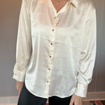 Dressed To Impress Satin Button Down Shirt in Ivory