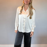 Dressed To Impress Satin Button Down Shirt in Ivory