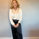 Dressed To Impress Satin Button Down Shirt in Ivory