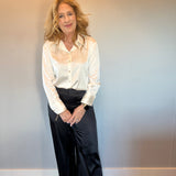 Dressed To Impress Satin Button Down Shirt in Ivory