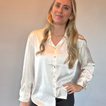 Dressed To Impress Satin Button Down Shirt in Ivory