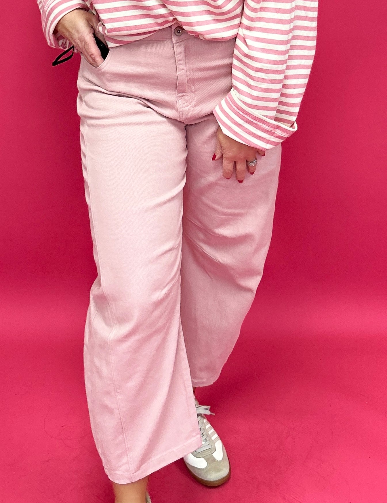 Dusty Rose Twill Barrel Pants - Shabby 2 Chic Boutiques