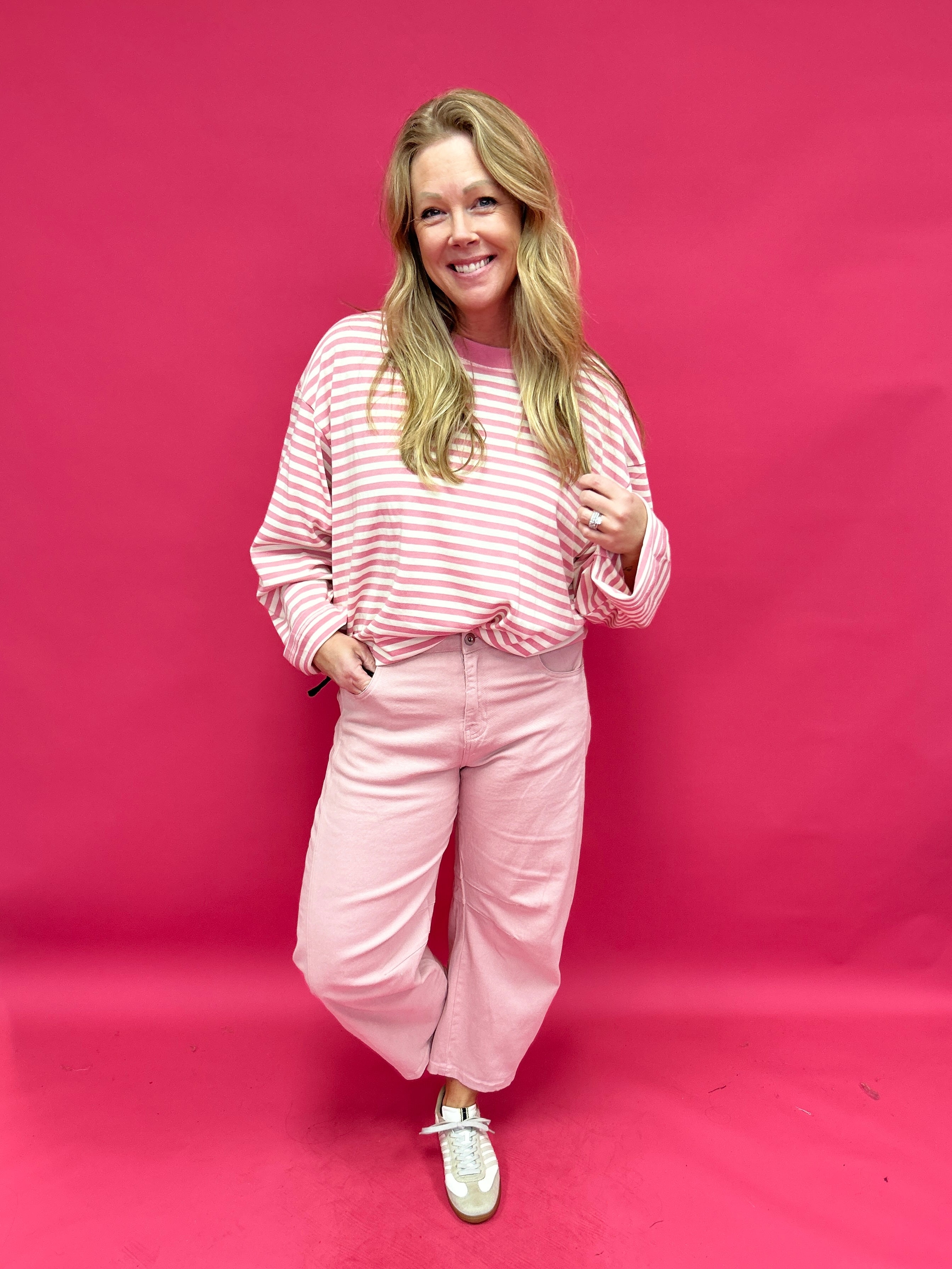 Dusty Rose Twill Barrel Pants - Shabby 2 Chic Boutiques