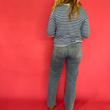 Earn Your Stripes Fuzzy Cardigan in Blue