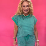Earn Your Stripes Lounge Set in Green