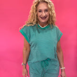 Earn Your Stripes Lounge Set in Green