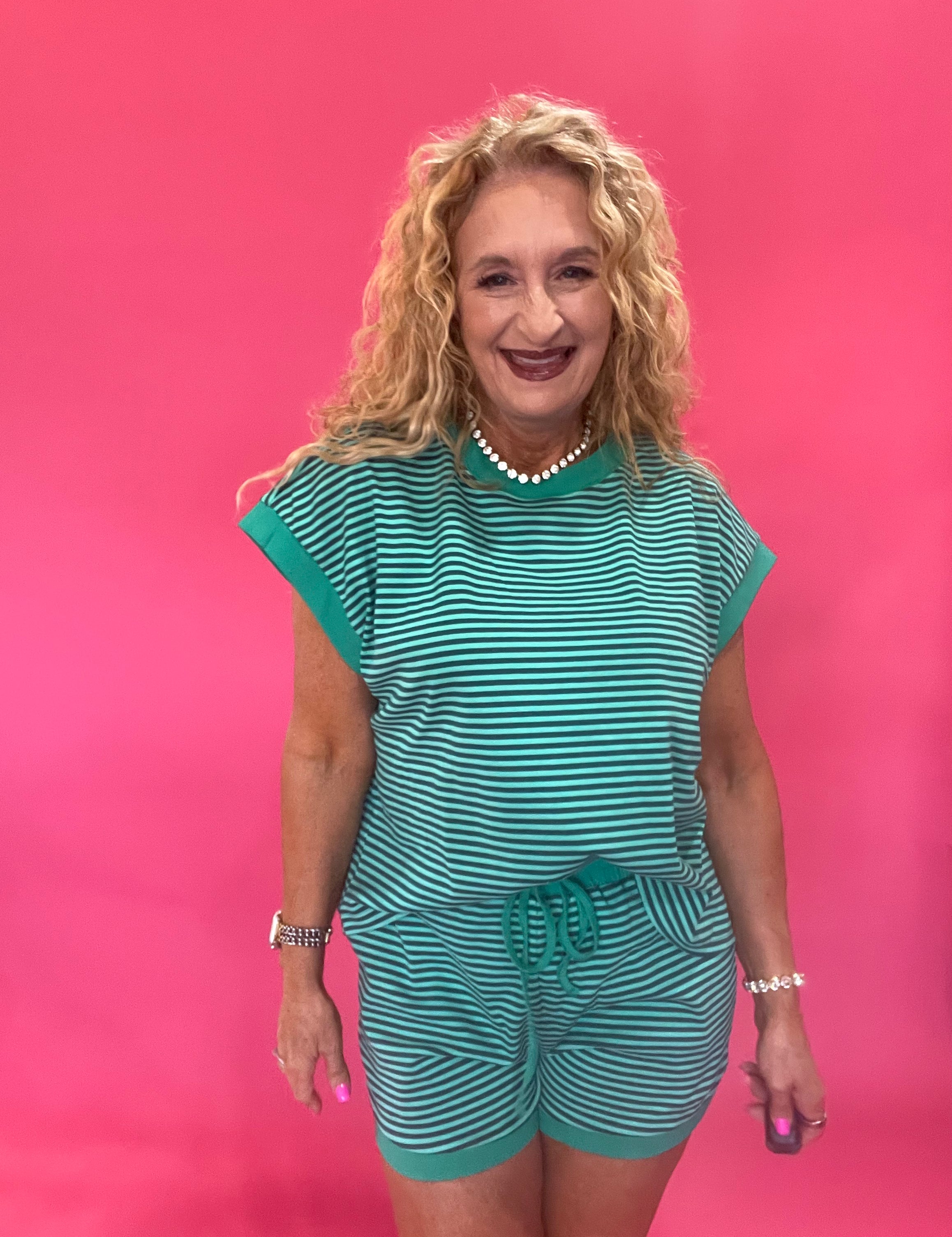 Earn Your Stripes Lounge Set in Green