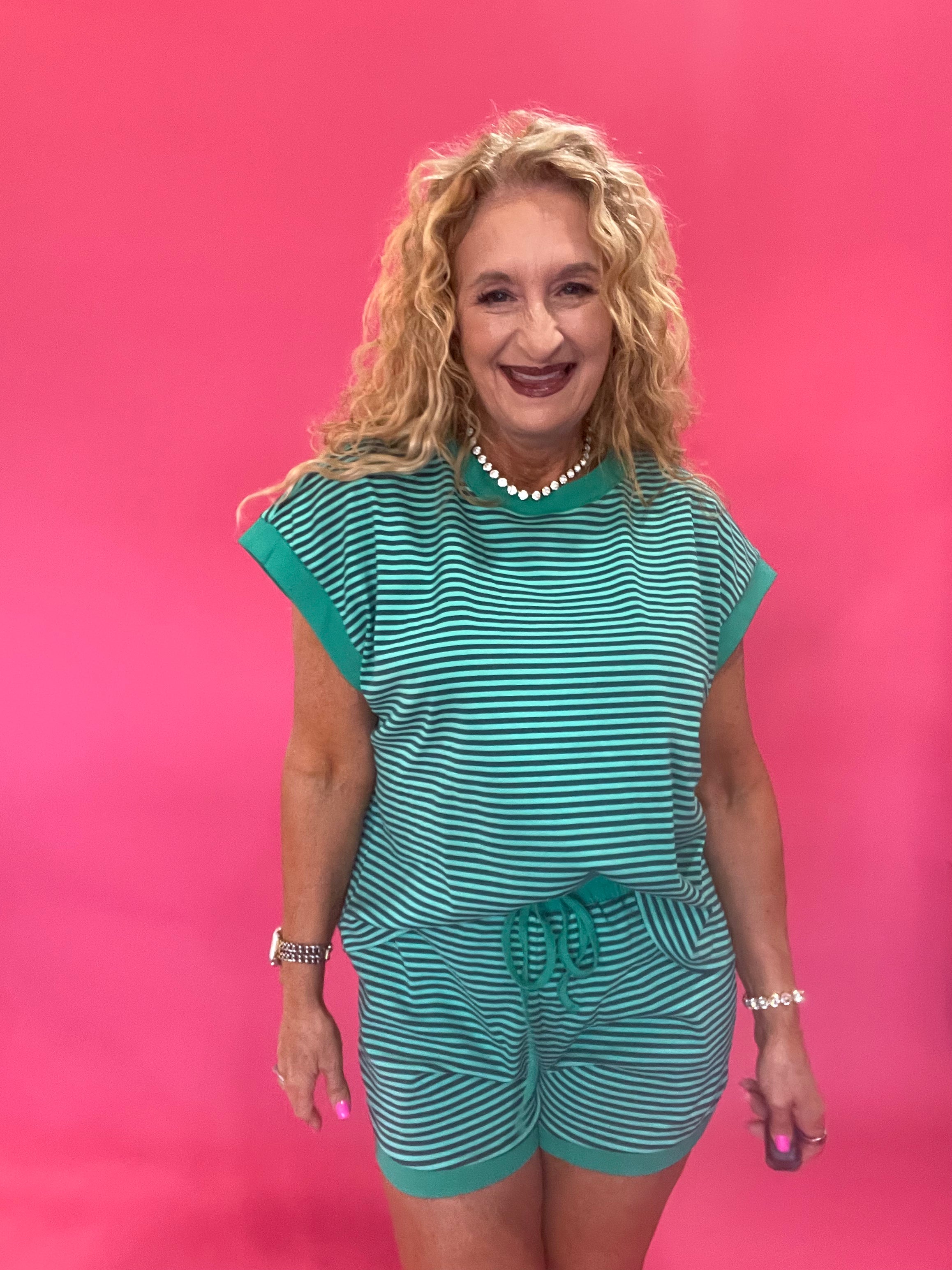 Earn Your Stripes Lounge Set in Green