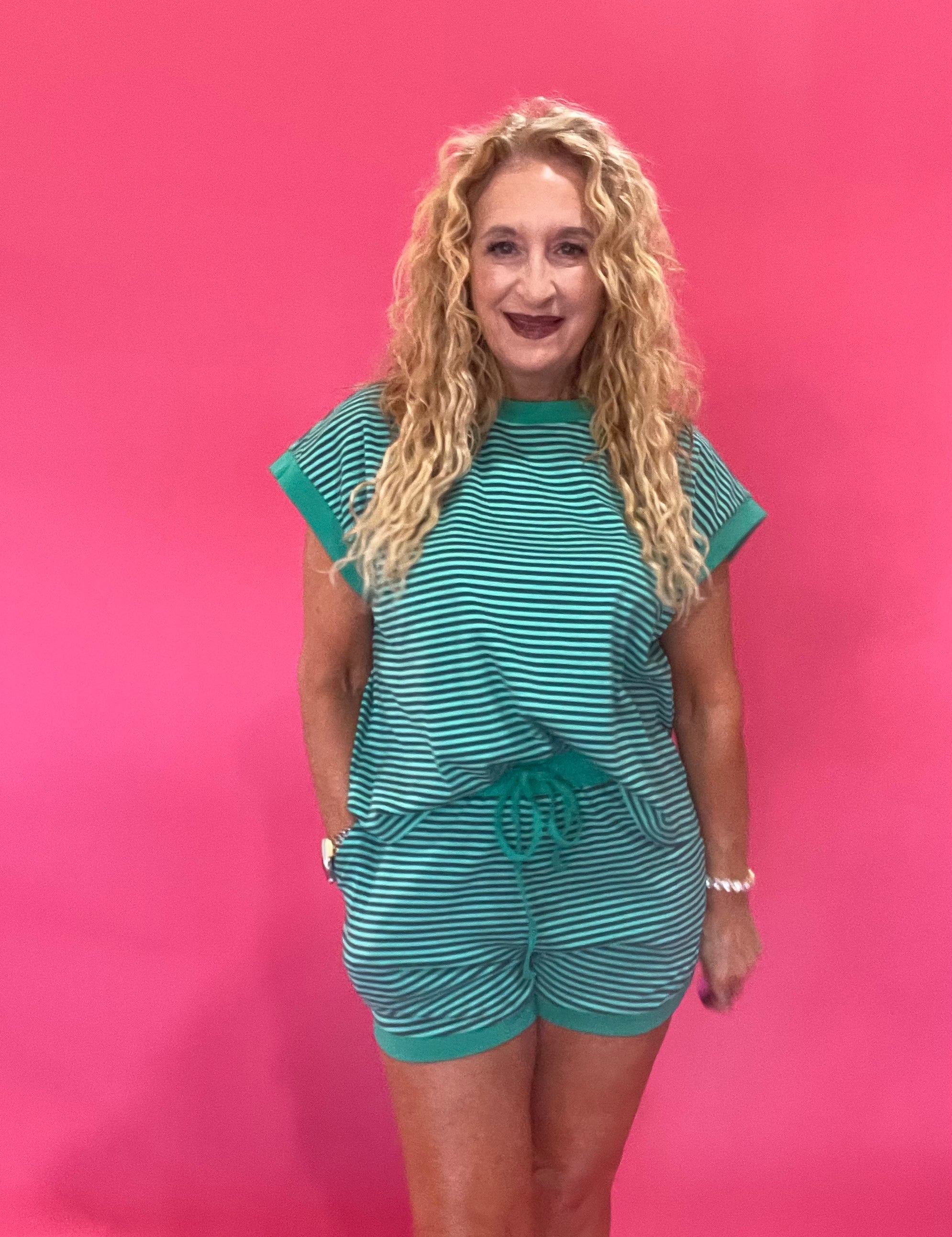 Earn Your Stripes Lounge Set in Green