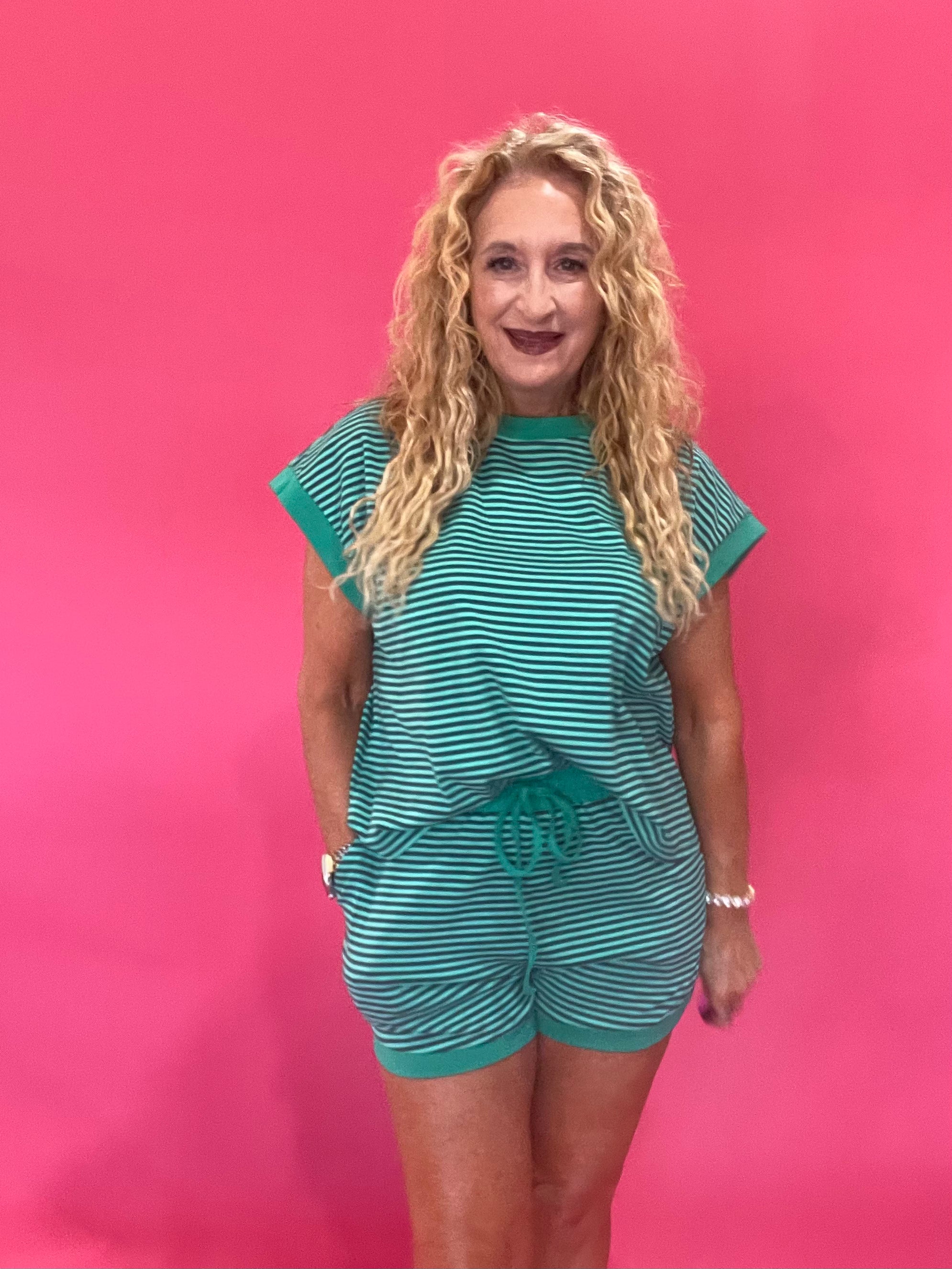 Earn Your Stripes Lounge Set in Green