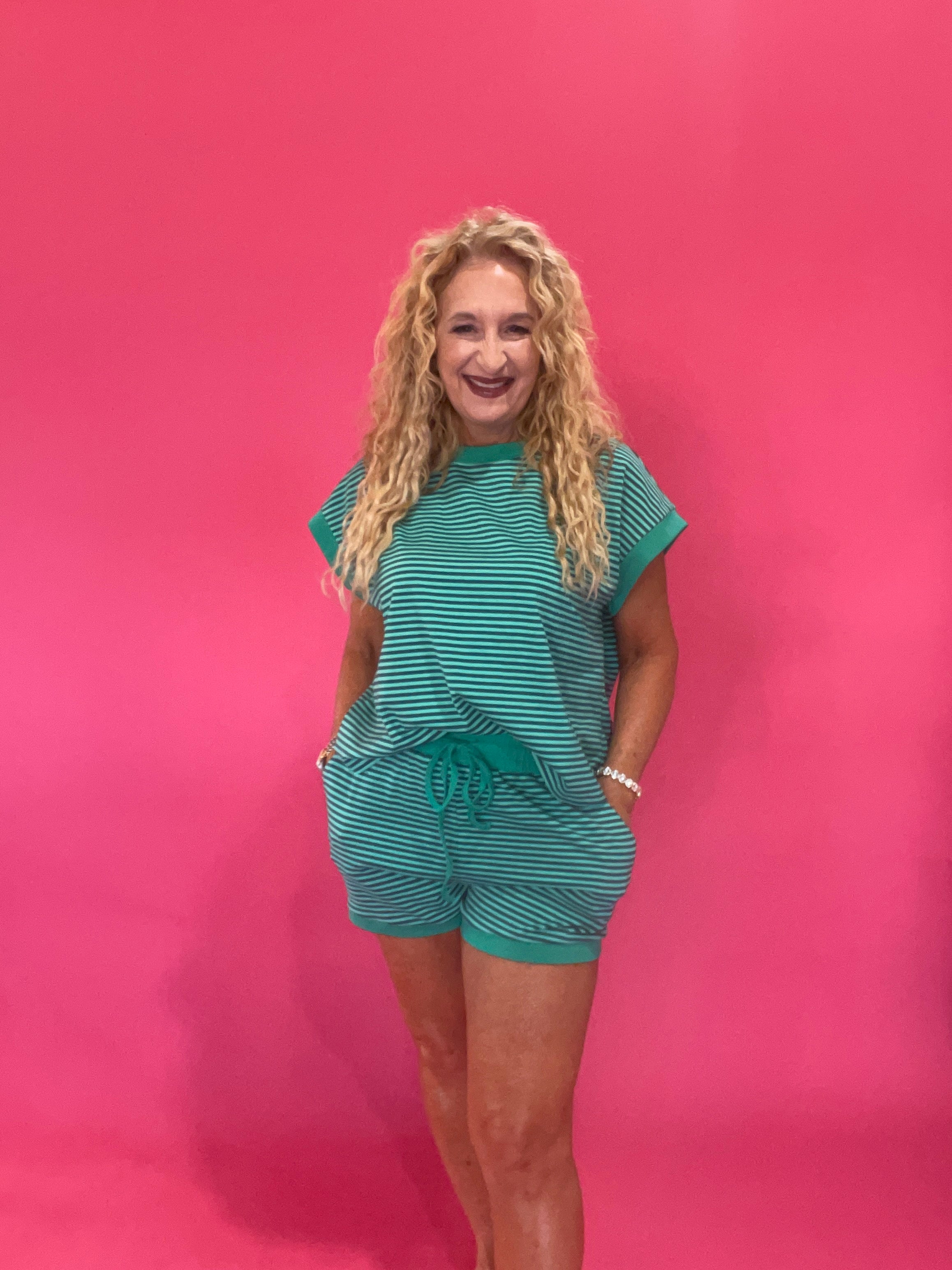 Earn Your Stripes Lounge Set in Green