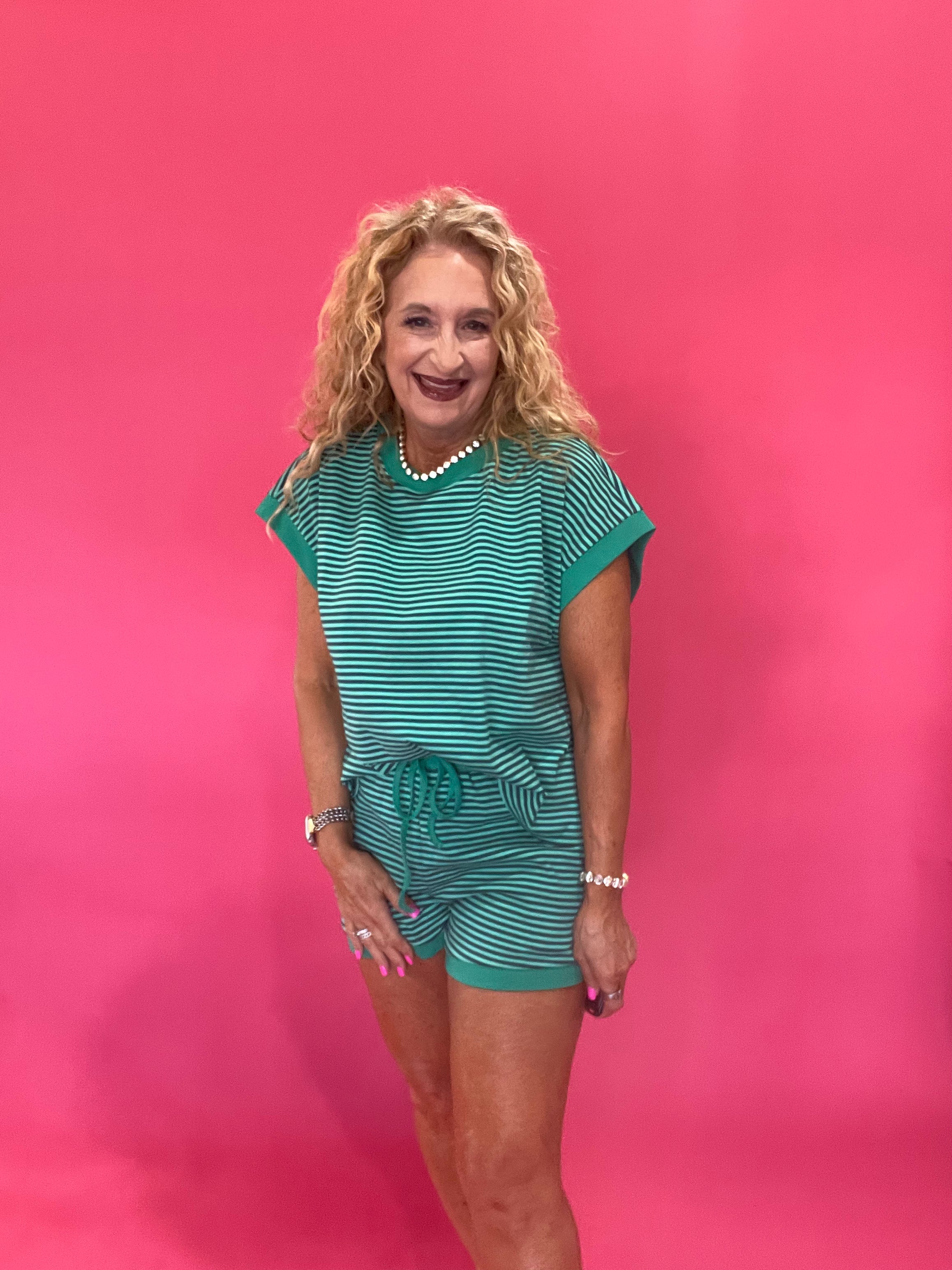 Earn Your Stripes Lounge Set in Green
