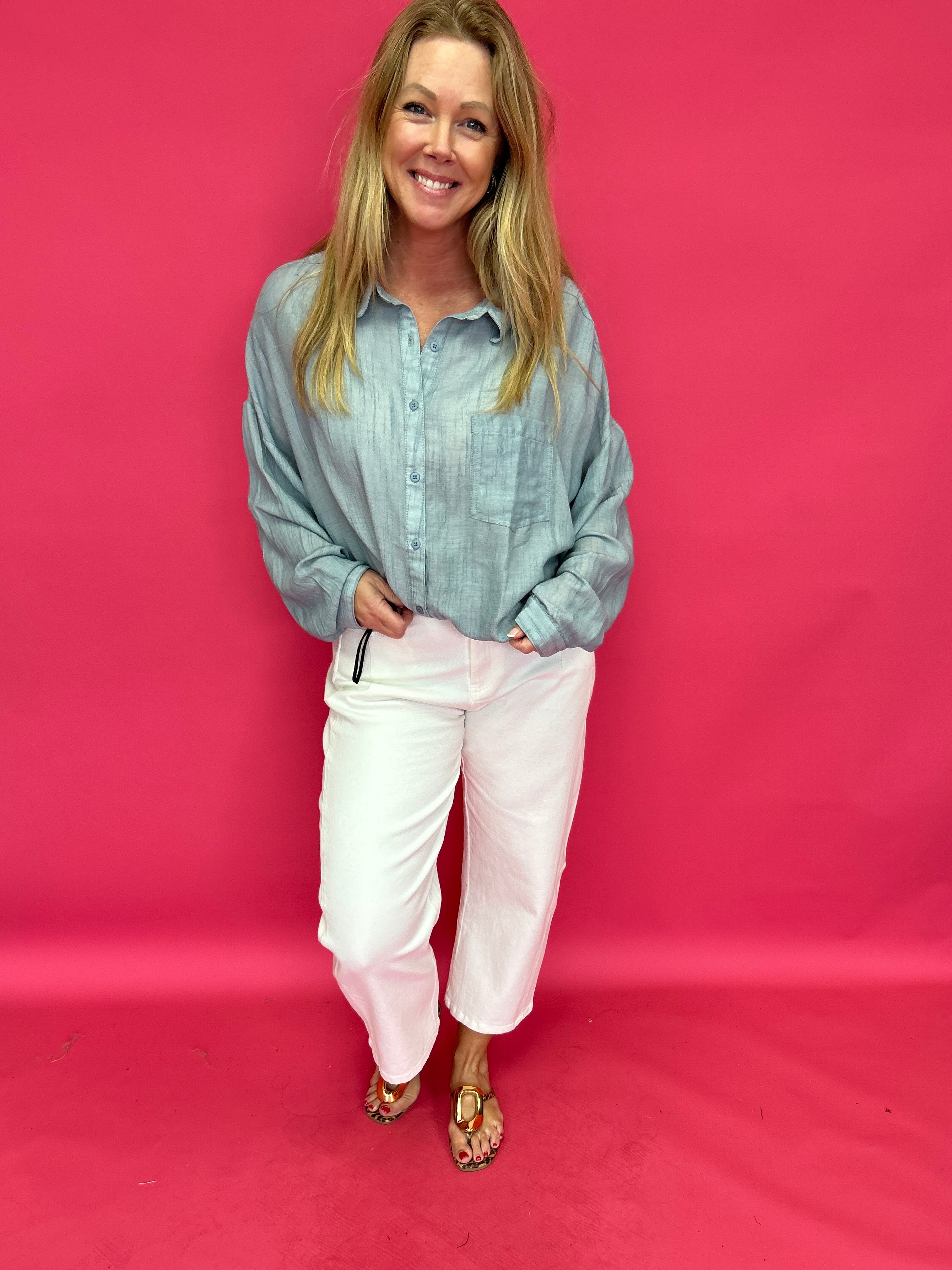 Easy Breeze Linen-Blend Button-Up Shirt - Shabby 2 Chic Boutiques