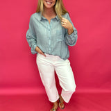 Easy Breeze Linen-Blend Button-Up Shirt - Shabby 2 Chic Boutiques