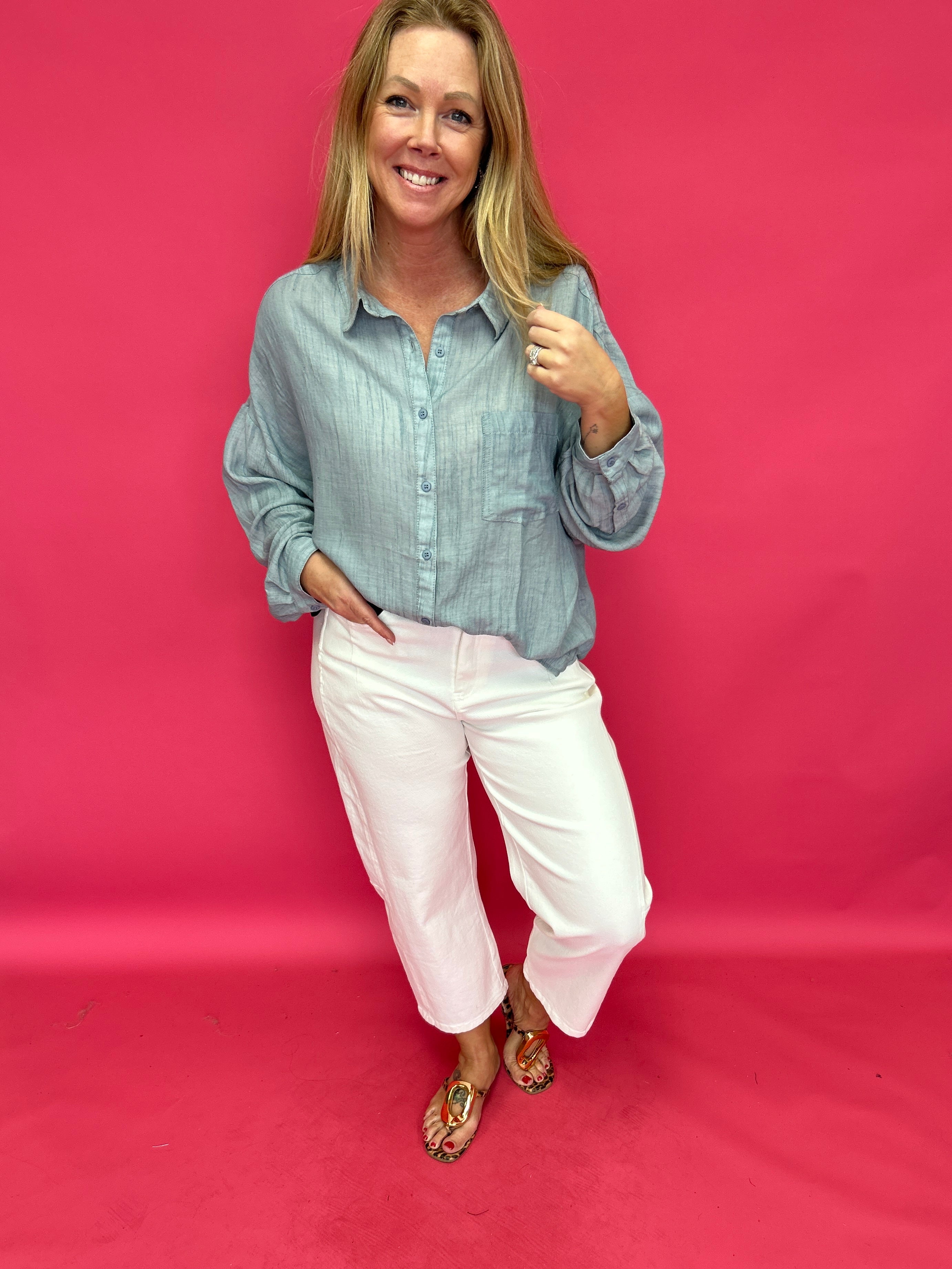 Easy Breeze Linen-Blend Button-Up Shirt - Shabby 2 Chic Boutiques