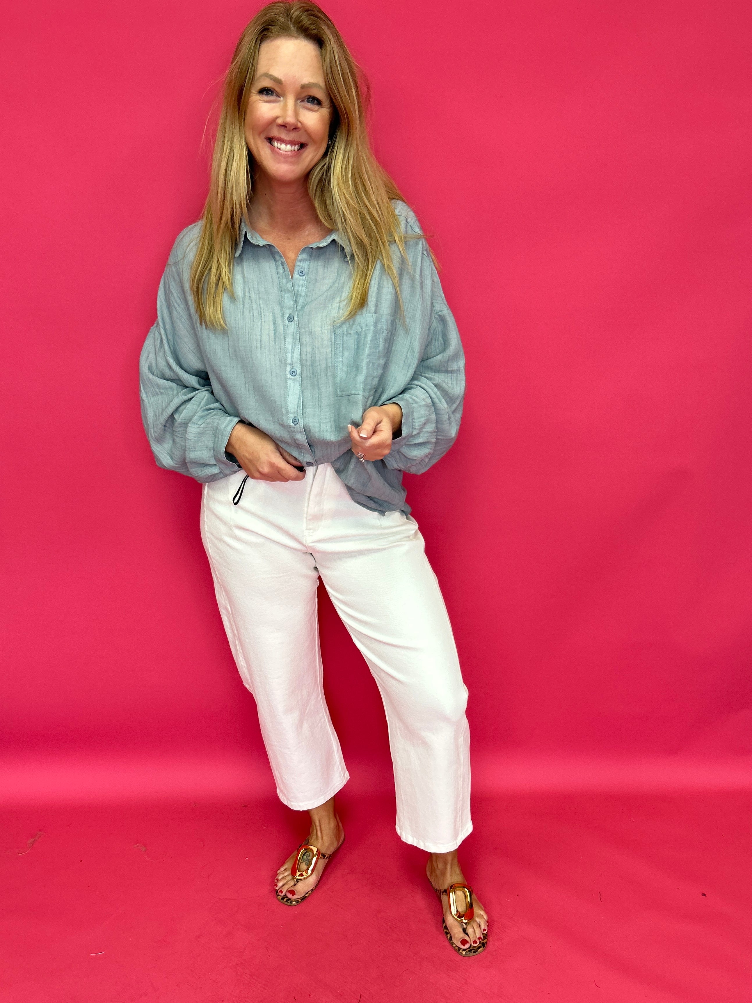 Easy Breeze Linen-Blend Button-Up Shirt - Shabby 2 Chic Boutiques