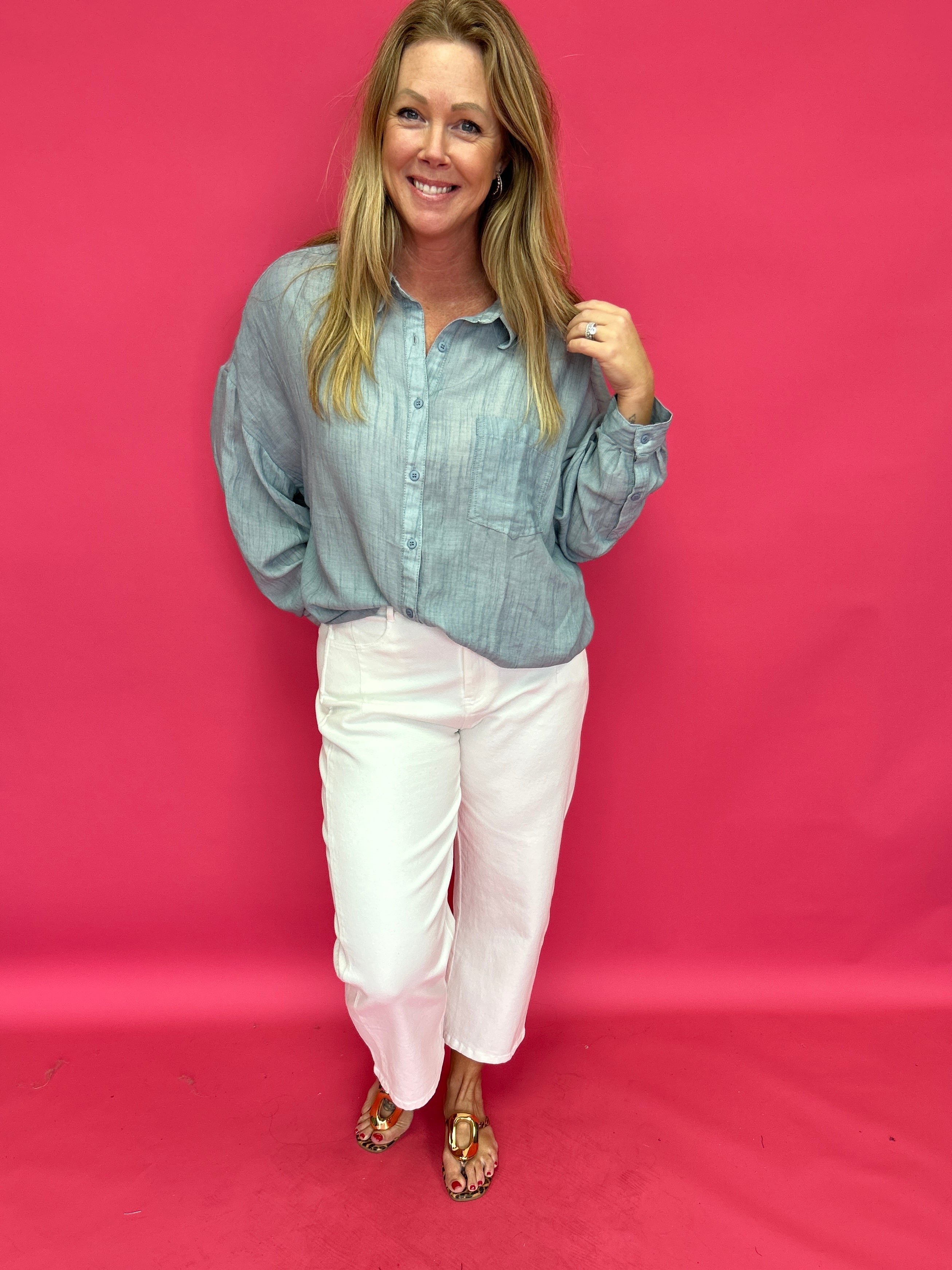 Easy Breeze Linen-Blend Button-Up Shirt - Shabby 2 Chic Boutiques