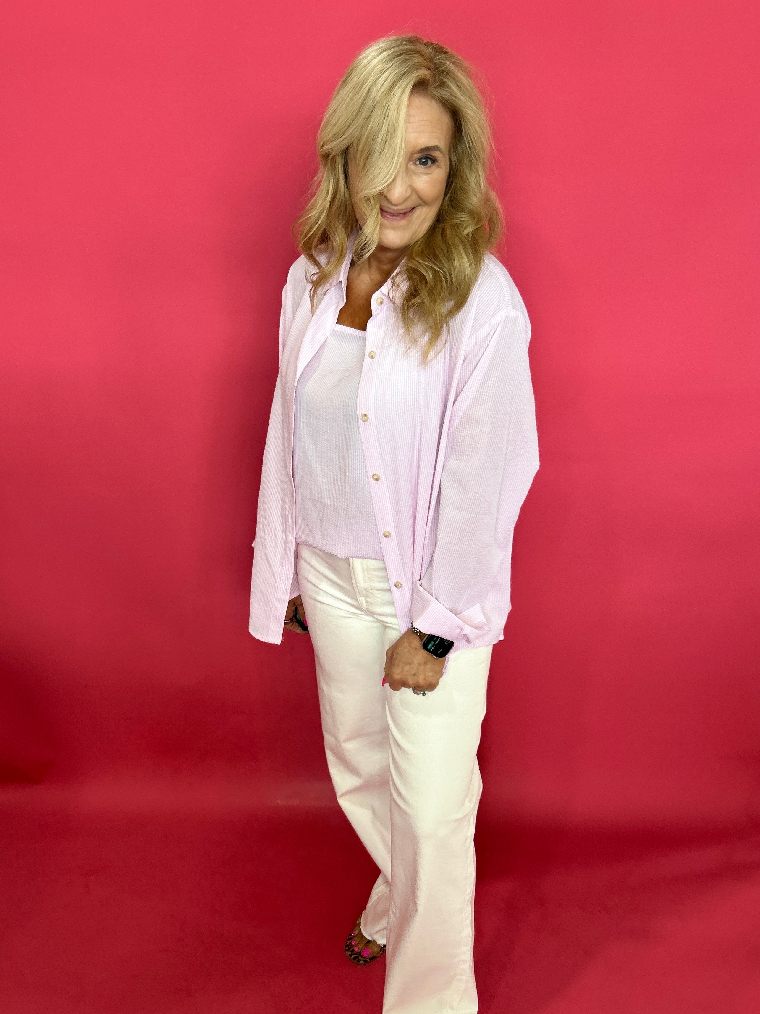 Easy Breeze Textured Stripe Button-Down Shirt - Shabby 2 Chic Boutiques