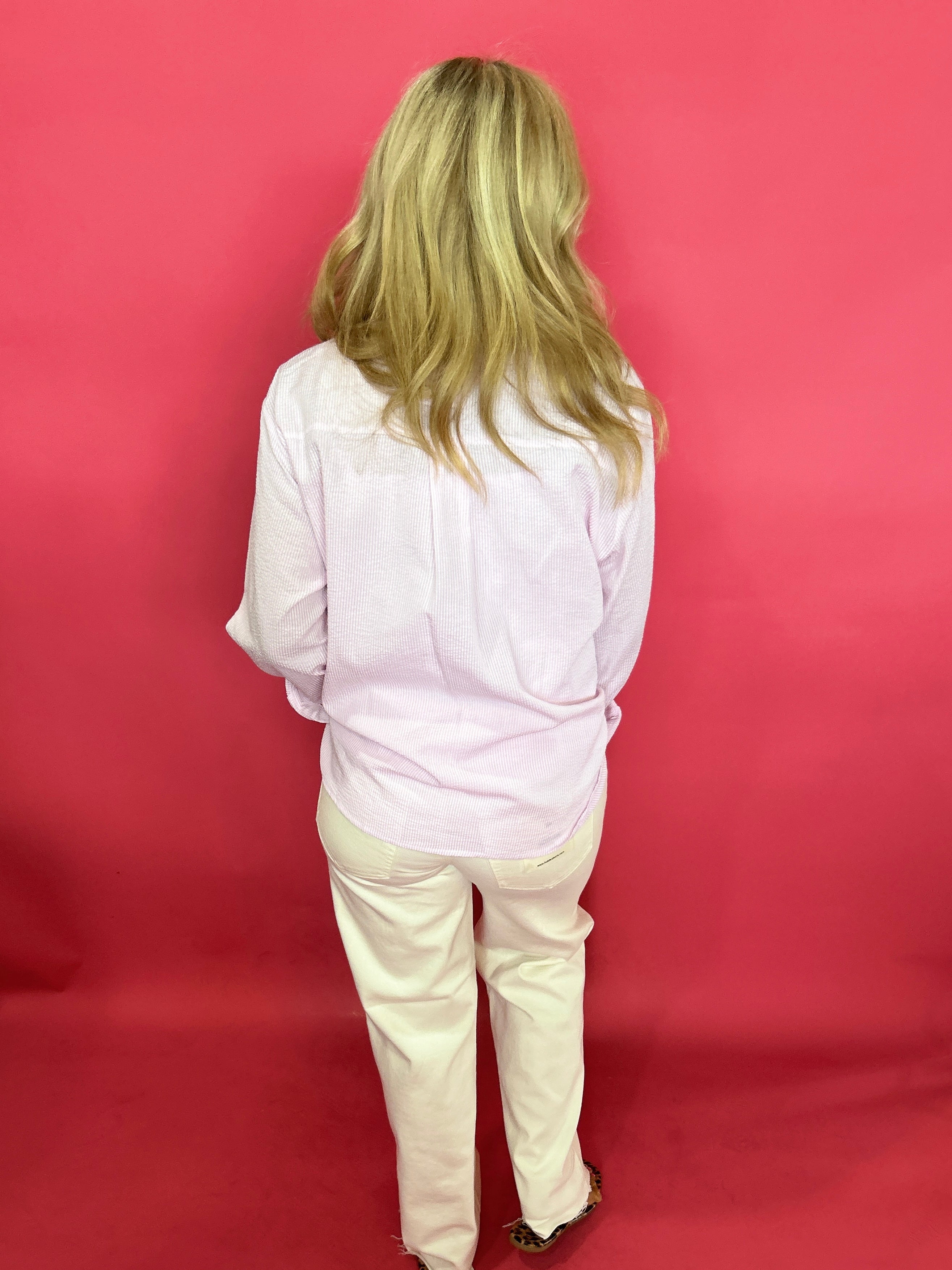 Easy Breeze Textured Stripe Button-Down Shirt - Shabby 2 Chic Boutiques