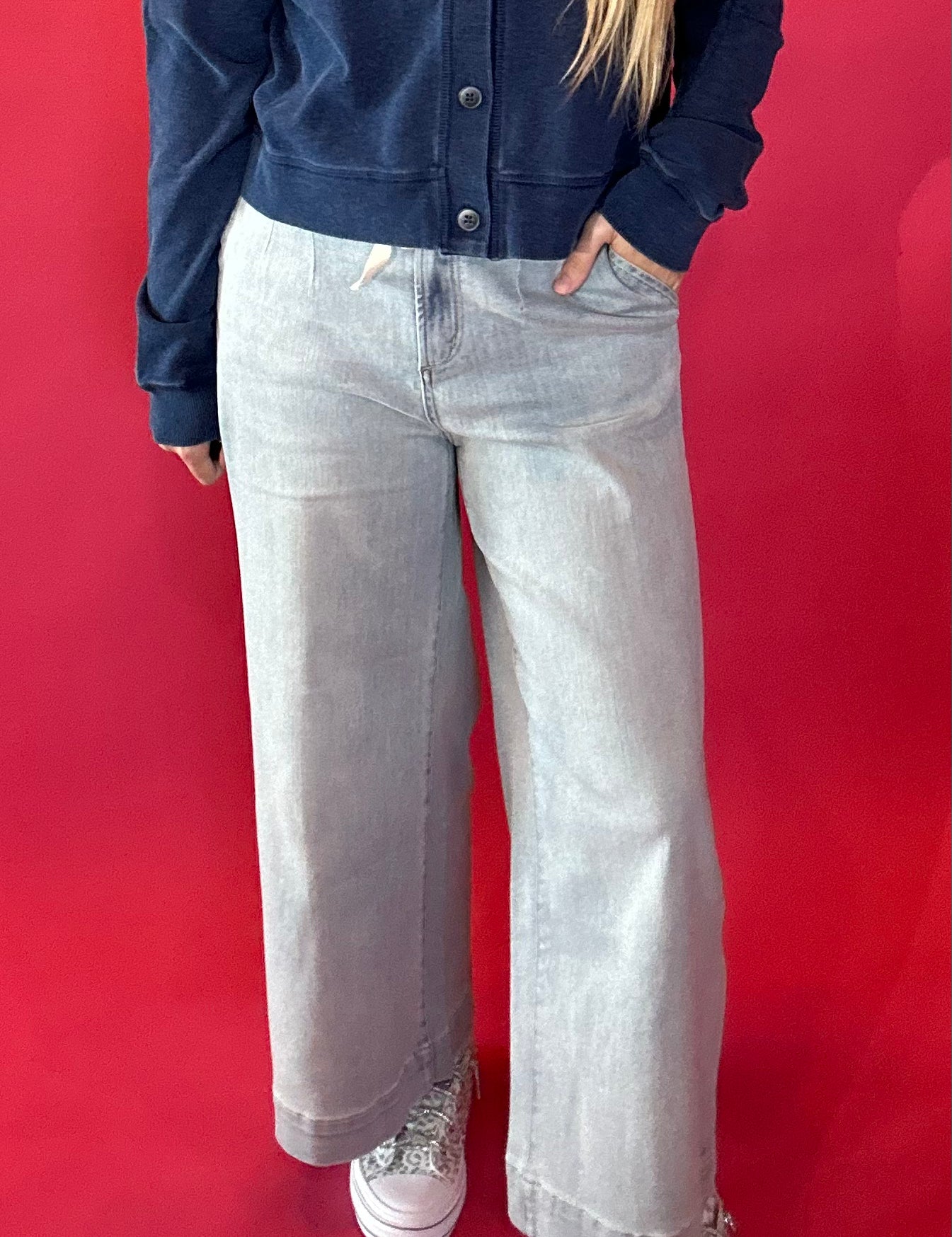 Easy Street Tie-Front Denim Pants