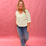 Easy Stripes V-Neck Knit Top