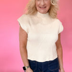 Ecru Essentials Mock Neck Top