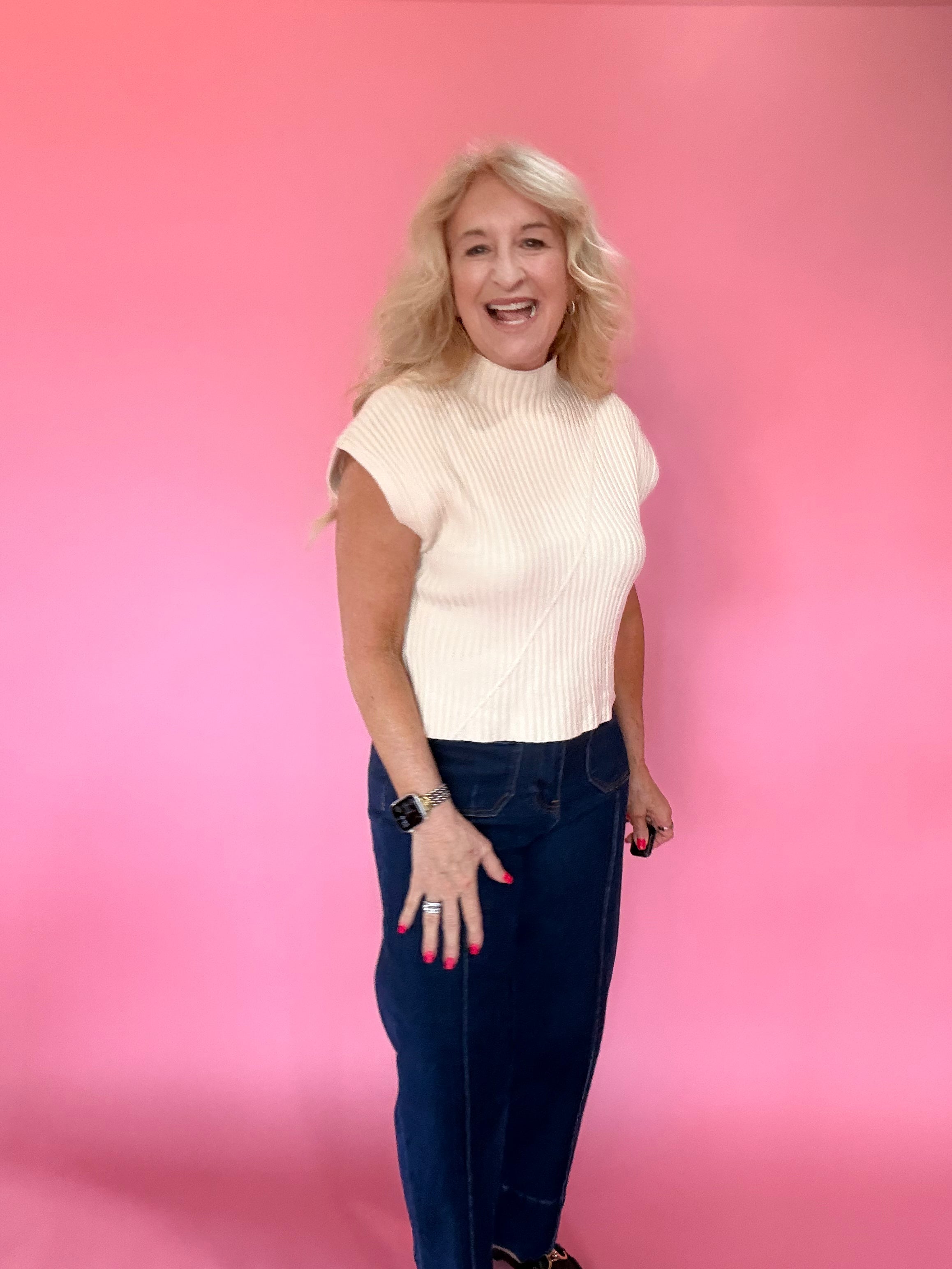 Ecru Essentials Mock Neck Top