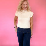 Ecru Essentials Mock Neck Top