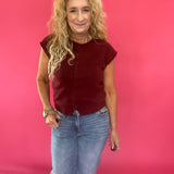 Edge of Glory Sleeveless Cardigan in Burgundy