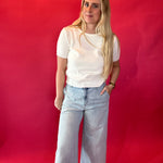 Effortless Days Knit Short Sleeve Sweater in White