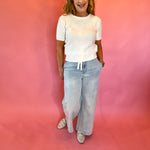 Effortless Days Knit Short Sleeve Sweater in White