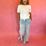 Effortless Days Knit Short Sleeve Sweater in White