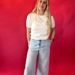 Effortless Days Knit Short Sleeve Sweater in White