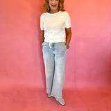 Effortless Days Knit Short Sleeve Sweater in White