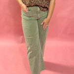 Effortless Edge: High-Waisted Wide-Leg Ankle Pants in Khaki