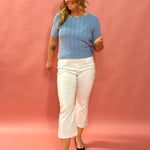 Effortless Edge: Millennium Cropped Flare Pant in White