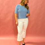 Effortless Edge: Millennium Cropped Flare Pant in White