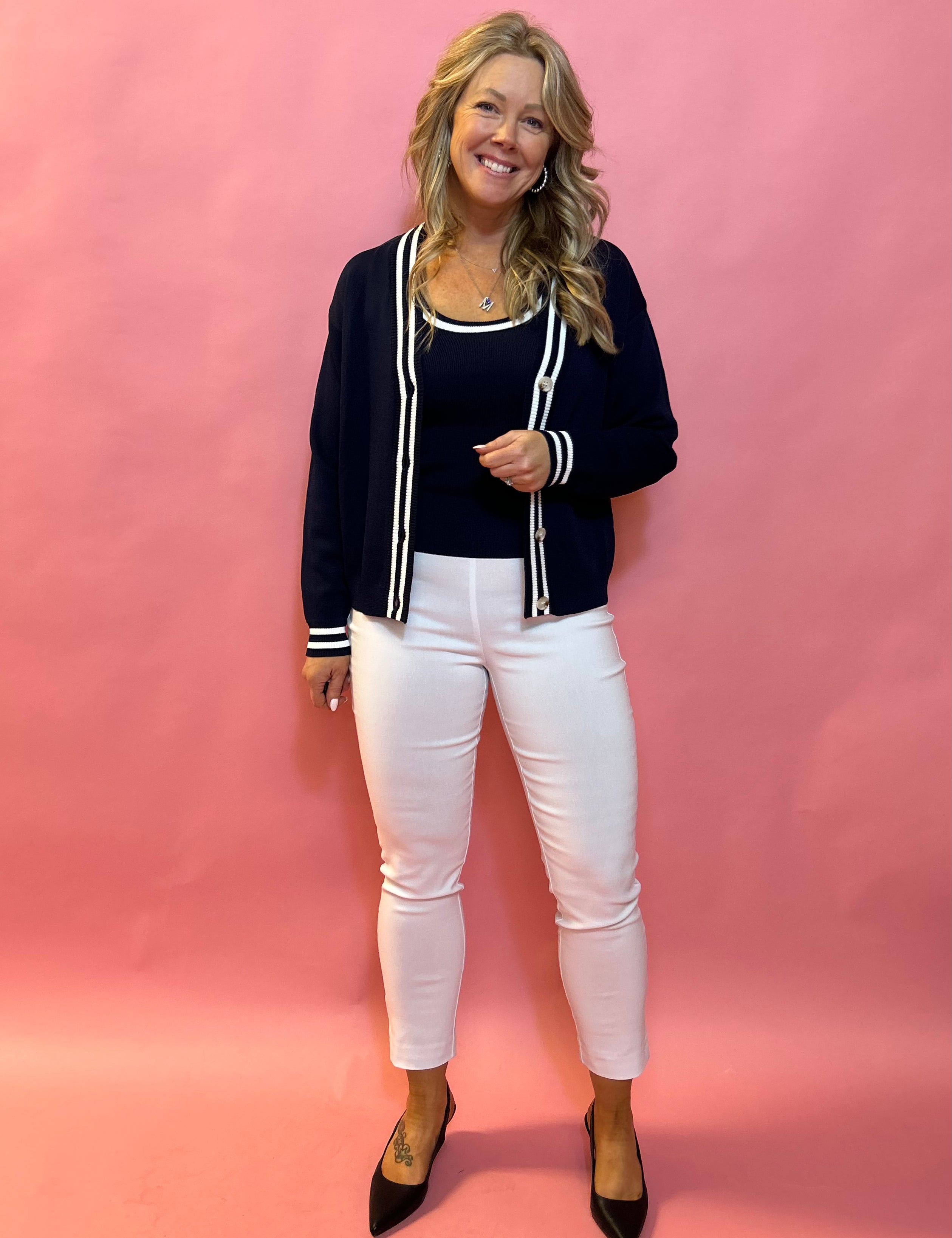 Effortless Edge: Millennium Cropped Flare Pant in White