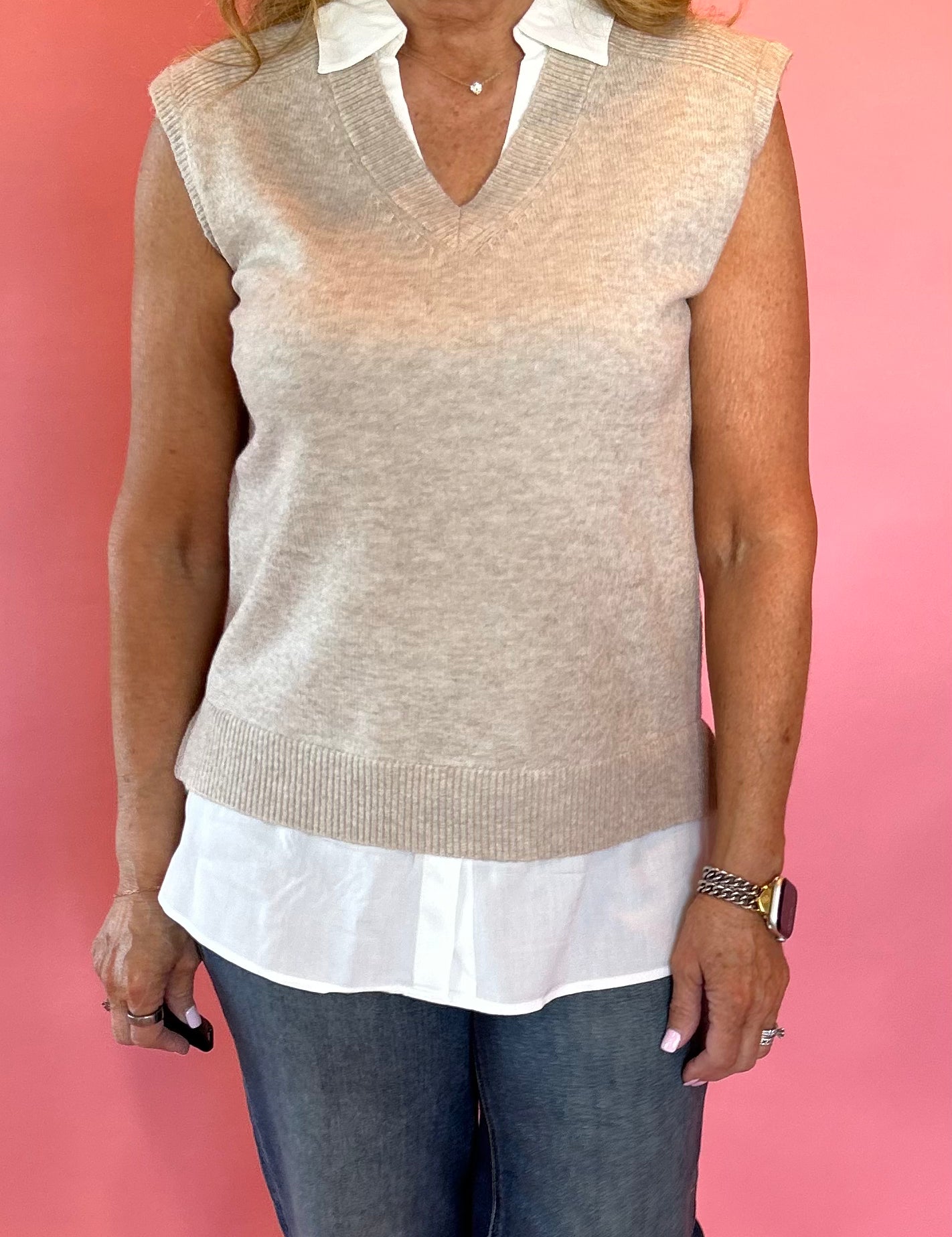 Effortless Edge Mix Media Shirt and Vest