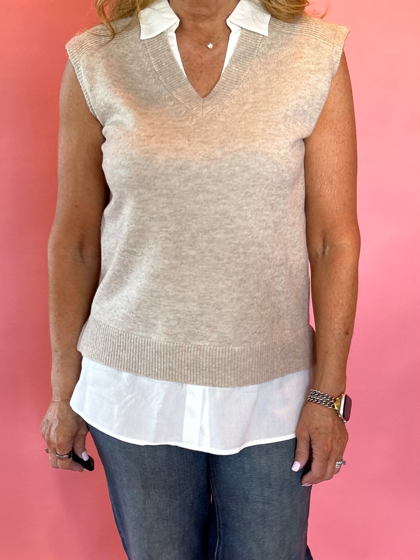 Effortless Edge Mix Media Shirt and Vest