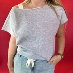 Effortless Elegance Off-Shoulder French Terry Top in Grey