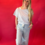 Effortless Elegance Off-Shoulder French Terry Top in Grey