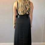 Effortless Grace High Neck Belted Dress in Black