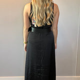 Effortless Grace High Neck Belted Dress in Black