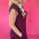 Effortless V-Neck Shift Dress in Burgundy