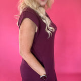 Effortless V-Neck Shift Dress in Burgundy