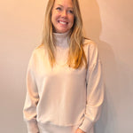 Elevated Ease Ribbed Mock Neck Pullover in Taupe