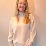 Elevated Ease Ribbed Mock Neck Pullover in Taupe