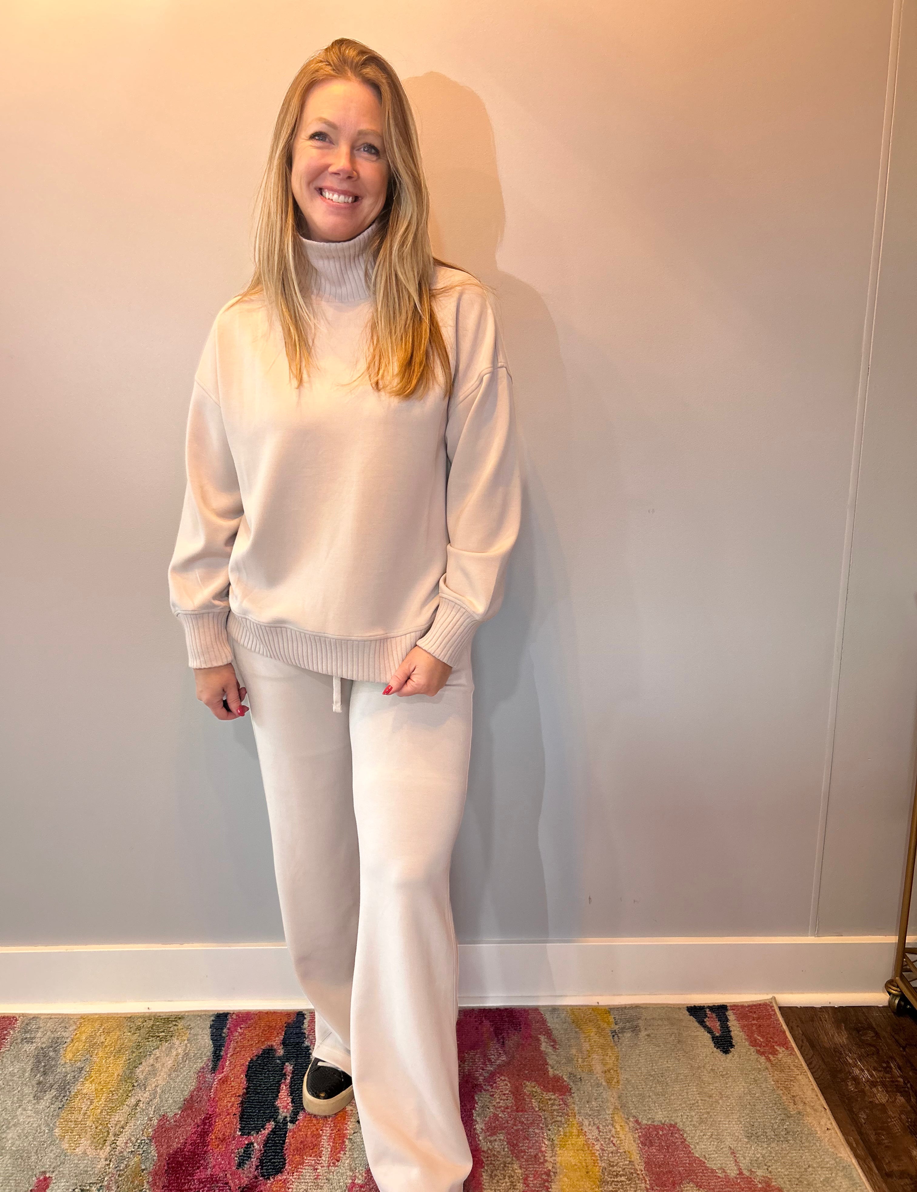 Elevated Ease Ribbed Mock Neck Pullover in Taupe