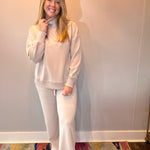 Elevated Ease Ribbed Mock Neck Pullover in Taupe